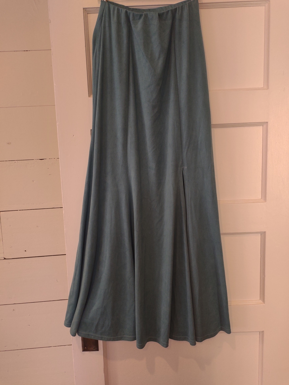 Double D Ranch Yoakum Texas Teal Faux Suede Maxi Skirt - Classic Flare Small
